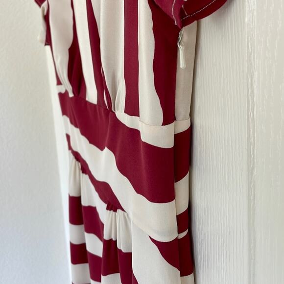J. Peterman Silk Dress Burgundy Stripe Size 2 - Picture 4 of 10